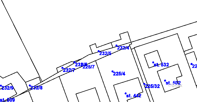 Parcela st. 232/5 v KÚ Trstěnice u Litomyšle, Katastrální mapa