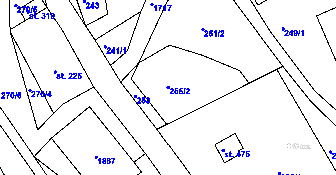 Parcela st. 255/2 v KÚ Trstěnice u Litomyšle, Katastrální mapa