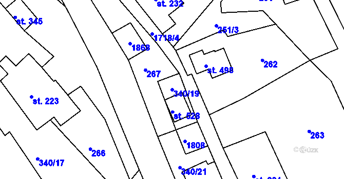 Parcela st. 340/19 v KÚ Trstěnice u Litomyšle, Katastrální mapa