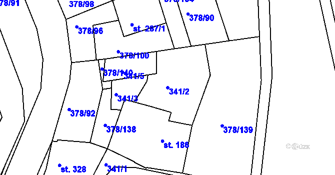 Parcela st. 341/2 v KÚ Trstěnice u Litomyšle, Katastrální mapa