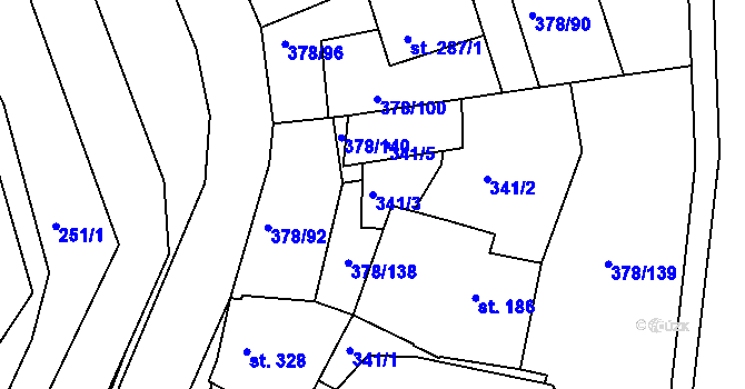 Parcela st. 341/3 v KÚ Trstěnice u Litomyšle, Katastrální mapa