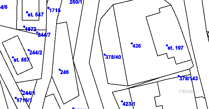 Parcela st. 378/40 v KÚ Trstěnice u Litomyšle, Katastrální mapa
