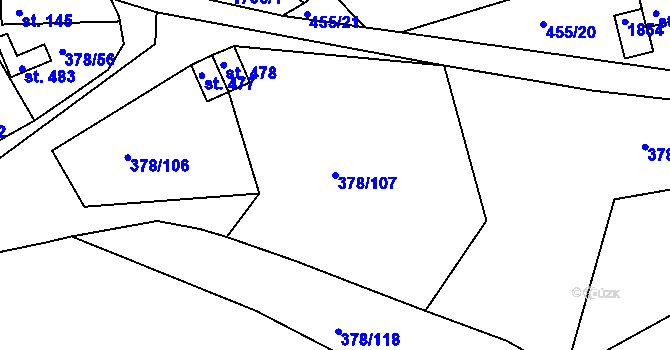 Parcela st. 378/107 v KÚ Trstěnice u Litomyšle, Katastrální mapa