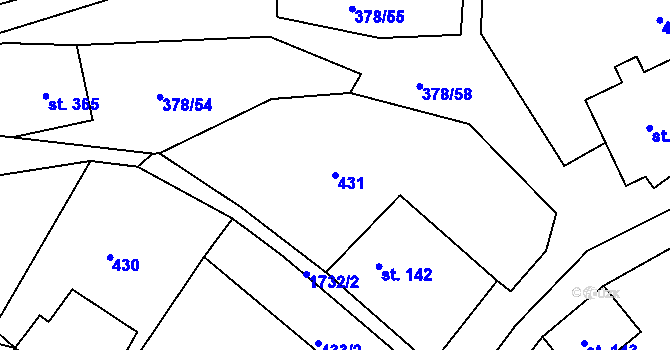 Parcela st. 431 v KÚ Trstěnice u Litomyšle, Katastrální mapa