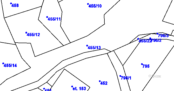 Parcela st. 455/13 v KÚ Trstěnice u Litomyšle, Katastrální mapa