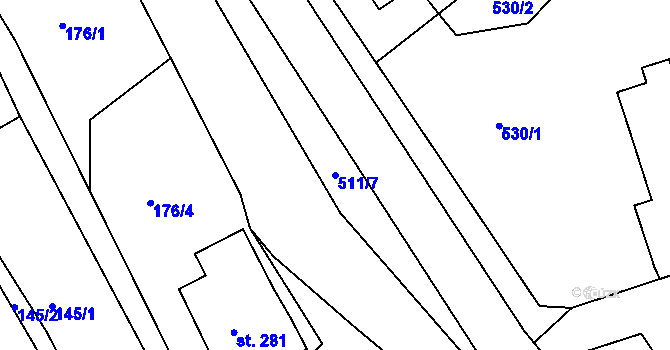 Parcela st. 511/7 v KÚ Trstěnice u Litomyšle, Katastrální mapa