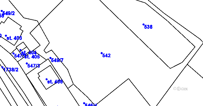 Parcela st. 542 v KÚ Trstěnice u Litomyšle, Katastrální mapa