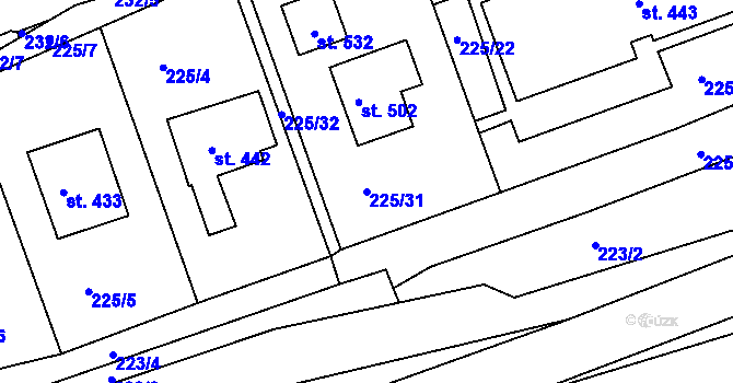 Parcela st. 225/31 v KÚ Trstěnice u Litomyšle, Katastrální mapa
