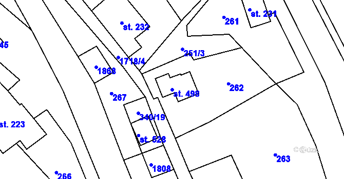 Parcela st. 498 v KÚ Trstěnice u Litomyšle, Katastrální mapa