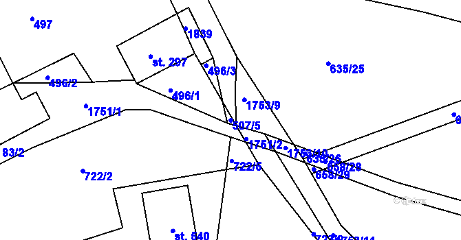 Parcela st. 507/5 v KÚ Trstěnice u Litomyšle, Katastrální mapa