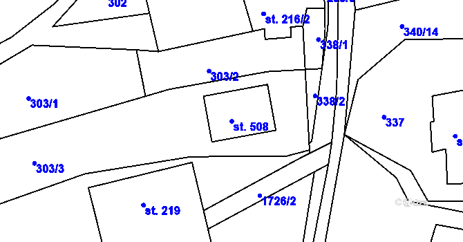 Parcela st. 508 v KÚ Trstěnice u Litomyšle, Katastrální mapa