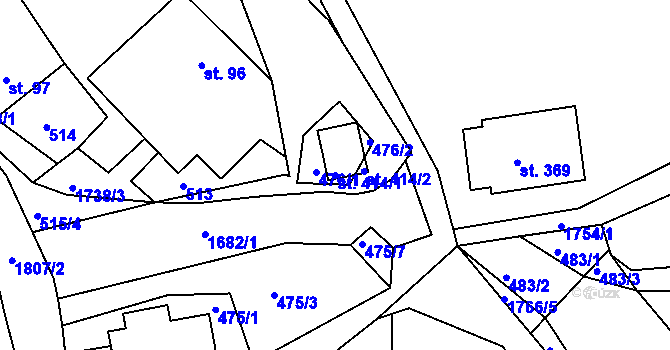 Parcela st. 414/1 v KÚ Trstěnice u Litomyšle, Katastrální mapa