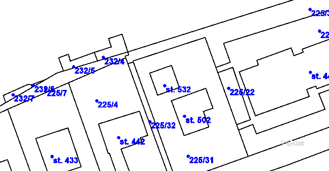 Parcela st. 532 v KÚ Trstěnice u Litomyšle, Katastrální mapa