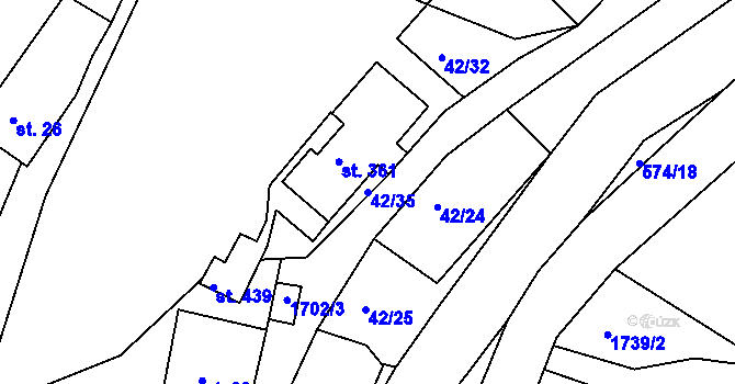 Parcela st. 42/35 v KÚ Trstěnice u Litomyšle, Katastrální mapa