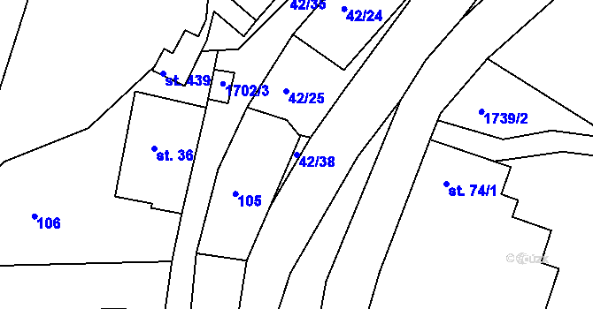 Parcela st. 42/38 v KÚ Trstěnice u Litomyšle, Katastrální mapa