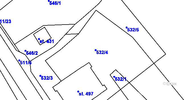 Parcela st. 532/4 v KÚ Trstěnice u Litomyšle, Katastrální mapa