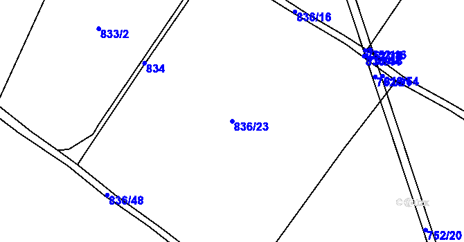 Parcela st. 836/23 v KÚ Trstěnice u Litomyšle, Katastrální mapa