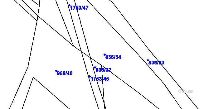 Parcela st. 836/34 v KÚ Trstěnice u Litomyšle, Katastrální mapa
