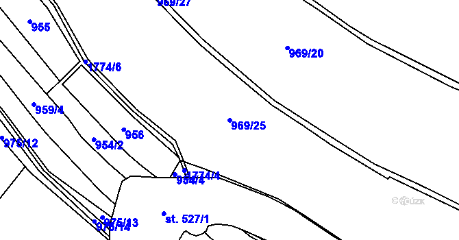 Parcela st. 969/25 v KÚ Trstěnice u Litomyšle, Katastrální mapa