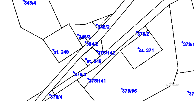 Parcela st. 378/142 v KÚ Trstěnice u Litomyšle, Katastrální mapa