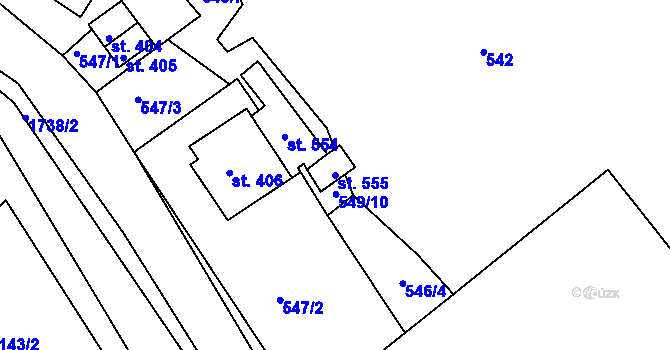 Parcela st. 555 v KÚ Trstěnice u Litomyšle, Katastrální mapa