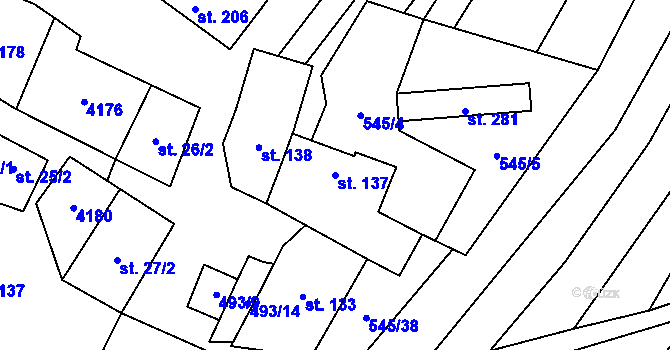 Parcela st. 137 v KÚ Trstěnice u Moravského Krumlova, Katastrální mapa