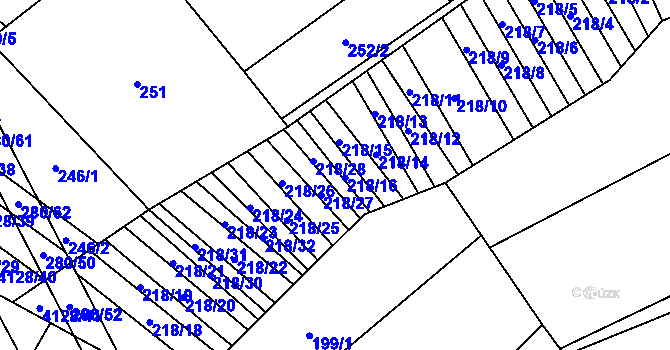 Parcela st. 218 v KÚ Trstěnice u Moravského Krumlova, Katastrální mapa