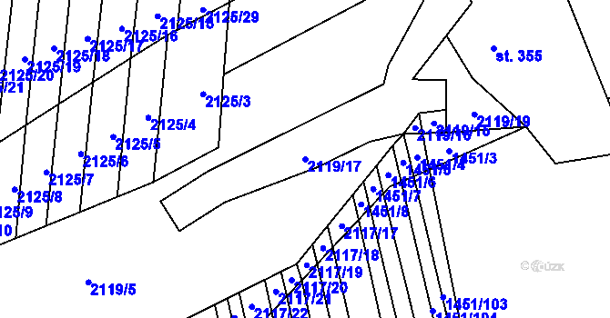 Parcela st. 2119/17 v KÚ Trstěnice u Moravského Krumlova, Katastrální mapa