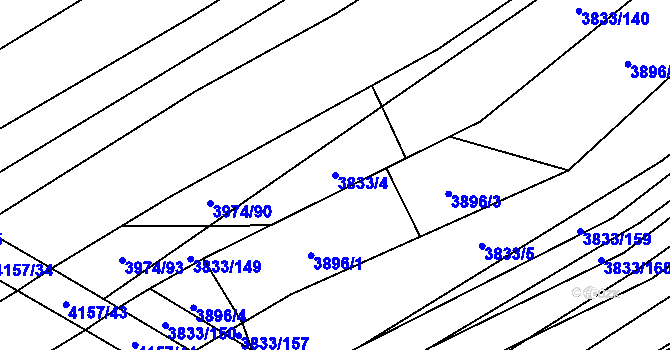 Parcela st. 3833/4 v KÚ Trstěnice u Moravského Krumlova, Katastrální mapa