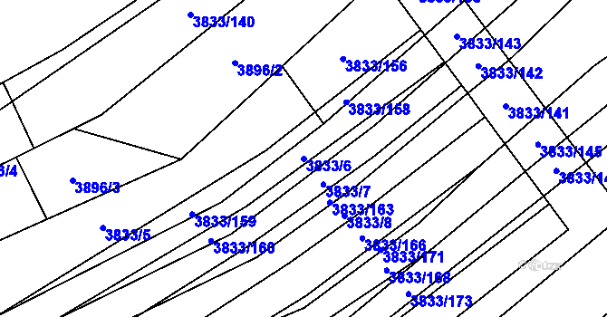 Parcela st. 3833/6 v KÚ Trstěnice u Moravského Krumlova, Katastrální mapa
