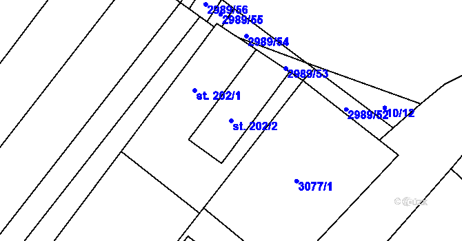 Parcela st. 202/2 v KÚ Trstěnice u Moravského Krumlova, Katastrální mapa