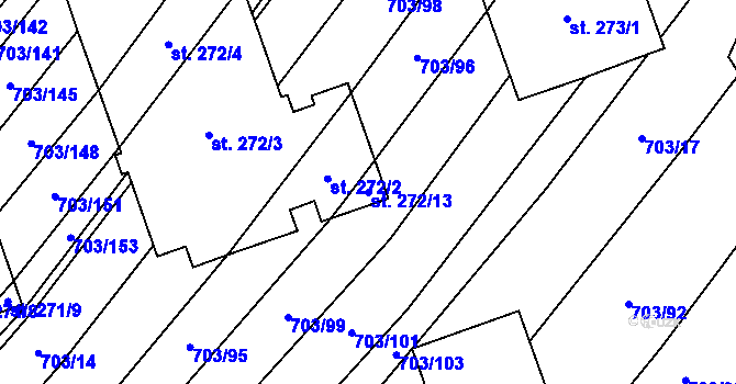 Parcela st. 272/13 v KÚ Trstěnice u Moravského Krumlova, Katastrální mapa