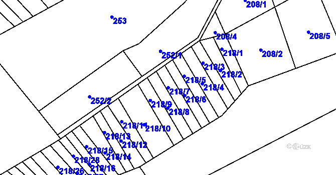 Parcela st. 218/7 v KÚ Trstěnice u Moravského Krumlova, Katastrální mapa