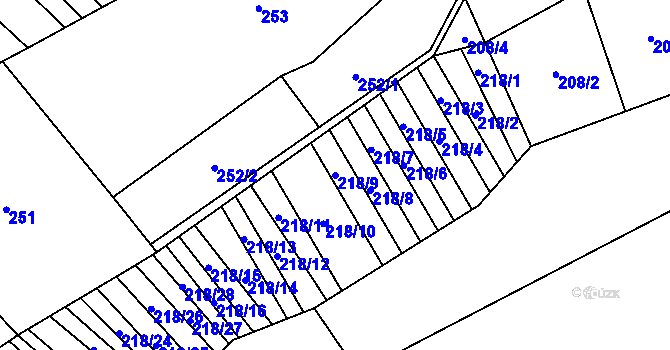Parcela st. 218/9 v KÚ Trstěnice u Moravského Krumlova, Katastrální mapa