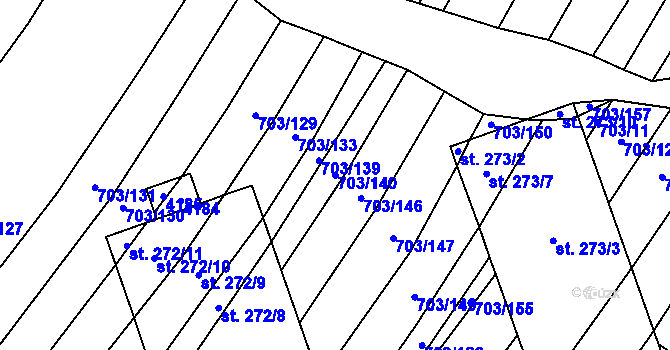 Parcela st. 703/140 v KÚ Trstěnice u Moravského Krumlova, Katastrální mapa