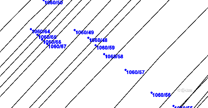 Parcela st. 1060/58 v KÚ Trstěnice u Moravského Krumlova, Katastrální mapa