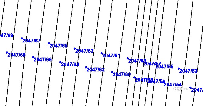 Parcela st. 2047/61 v KÚ Trstěnice u Moravského Krumlova, Katastrální mapa