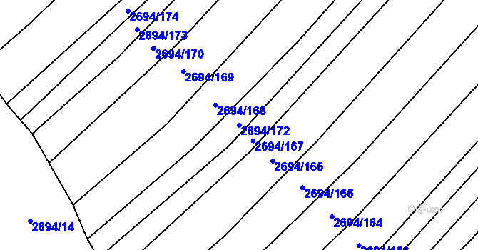Parcela st. 2694/172 v KÚ Trstěnice u Moravského Krumlova, Katastrální mapa