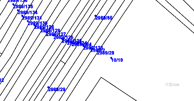 Parcela st. 2989/28 v KÚ Trstěnice u Moravského Krumlova, Katastrální mapa