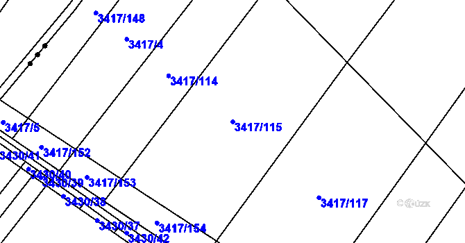 Parcela st. 3417/115 v KÚ Trstěnice u Moravského Krumlova, Katastrální mapa
