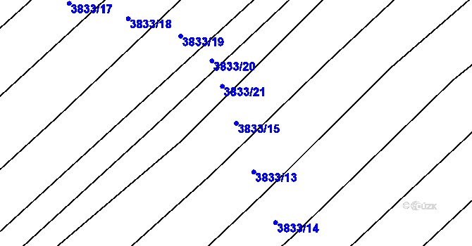 Parcela st. 3833/15 v KÚ Trstěnice u Moravského Krumlova, Katastrální mapa