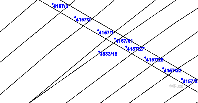 Parcela st. 3833/16 v KÚ Trstěnice u Moravského Krumlova, Katastrální mapa