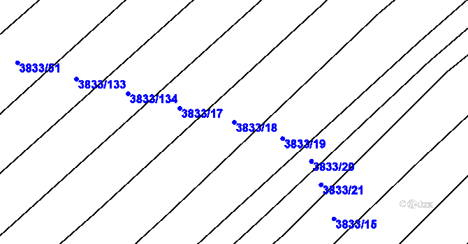 Parcela st. 3833/18 v KÚ Trstěnice u Moravského Krumlova, Katastrální mapa