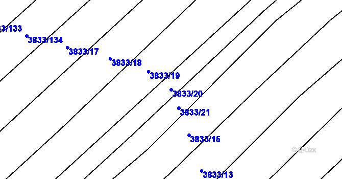 Parcela st. 3833/20 v KÚ Trstěnice u Moravského Krumlova, Katastrální mapa