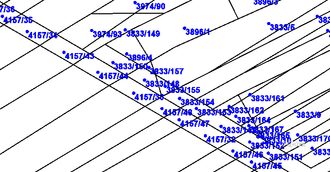 Parcela st. 3833/155 v KÚ Trstěnice u Moravského Krumlova, Katastrální mapa
