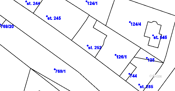 Parcela st. 252 v KÚ Tršice, Katastrální mapa