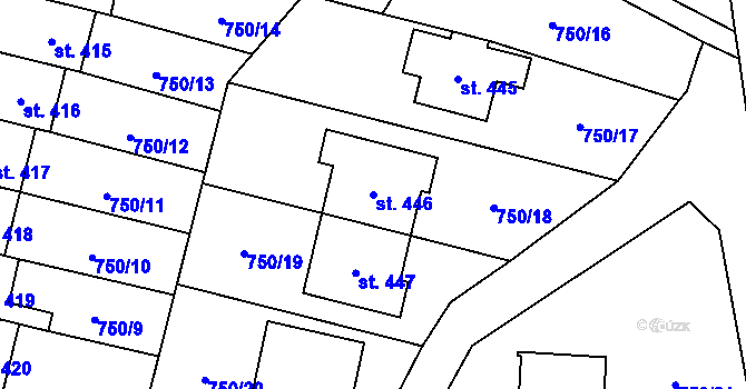Parcela st. 446 v KÚ Tršice, Katastrální mapa