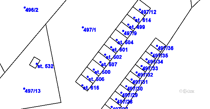 Parcela st. 502 v KÚ Tršice, Katastrální mapa