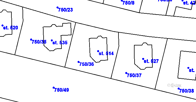 Parcela st. 514 v KÚ Tršice, Katastrální mapa
