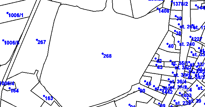 Parcela st. 268 v KÚ Tršice, Katastrální mapa